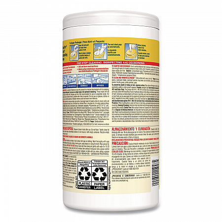 CloroxPro Disinfecting Wipes, 1-Ply, 7 x 8, Lemon Fresh, White, 75/Canister, 6/Carton (15948CT)