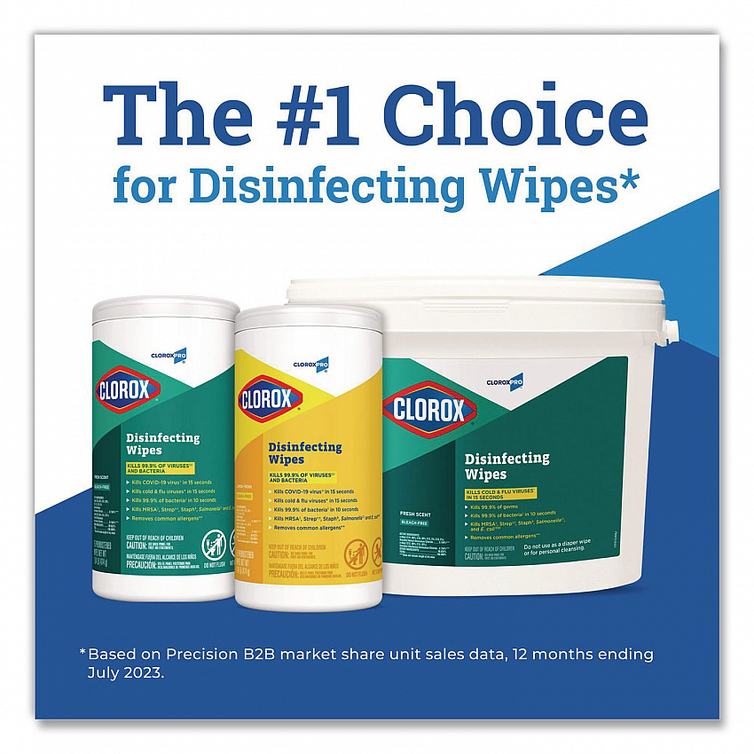 CloroxPro Disinfecting Wipes, 1-Ply, 7 x 8, Lemon Fresh, White, 75/Canister (15948EA)