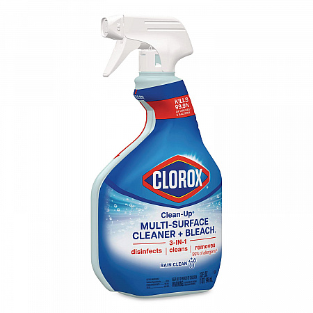 Clean-Up Multi-Surface Cleaner with Bleach, Rain Clean Scent, 32 oz Spray Bottle,9/Carton (30197)