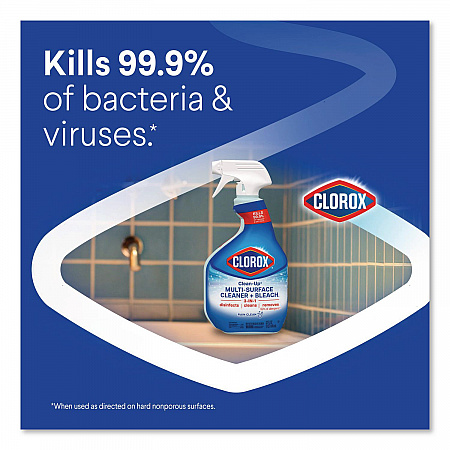 Clean-Up Multi-Surface Cleaner with Bleach, Rain Clean Scent, 32 oz Spray Bottle,9/Carton (30197)