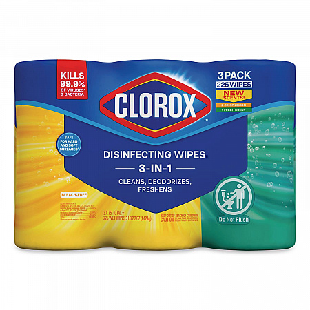 Disinfecting Wipes, Value Pack, Bleach Free Cleaning Wipes, 1-Ply, 7x8, Fresh Scent/Citrus Blend, White, 75/Canister, 3/Pack (30208PK)
