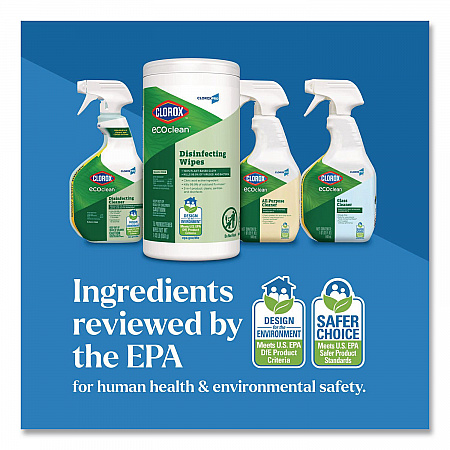 CloroxPro EcoClean Disinfecting Wipes, 1-Ply, 8 x 7, Unscented, White, 75 Count (60605EA)