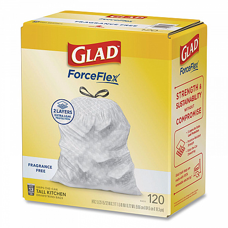 Tall Kitchen Drawstring Trash Bags with LeakGuard, 13 gal, Unscented, 23.47