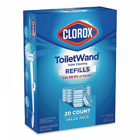 ToiletWand Toilet Cleaning Refills, Toilet Cleaning Scrubbing Pads, Blue/White, 20/Pack (31049)