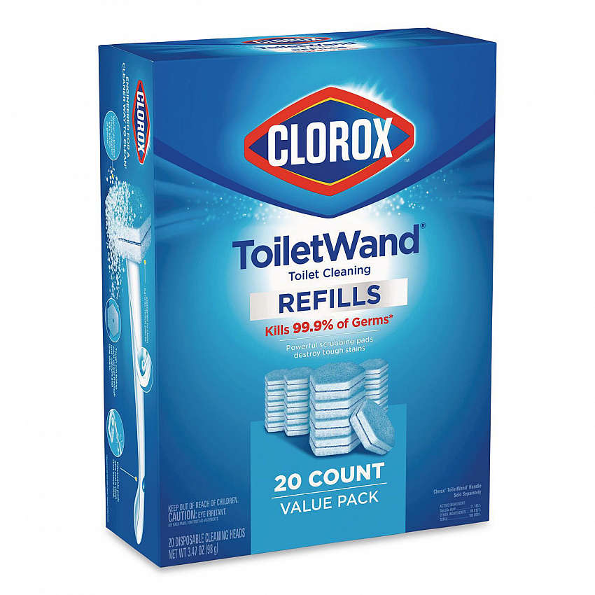 ToiletWand Toilet Cleaning Refills, Toilet Cleaning Scrubbing Pads, Blue/White, 20/Pack (31049)
