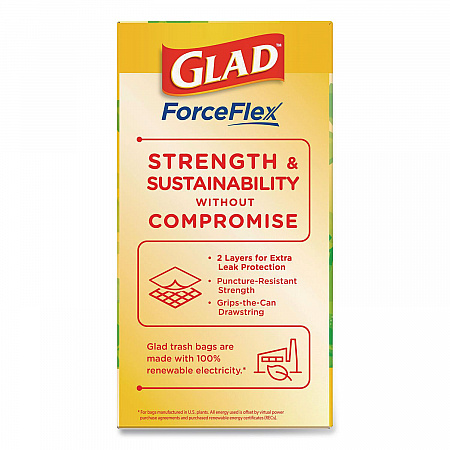 ForceFlex Kitchen Drawstring Trash Bags, 13 gal, Gain Original Scent, 24 x 27.38, White, 80/Box (78900BX)