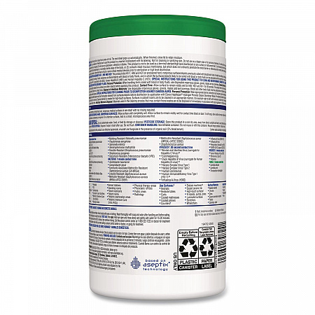Hydrogen Peroxide Cleaner Disinfectant Wipes, 6.75 x 9, White, 95/Canister (30824EA)