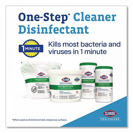 Hydrogen Peroxide Cleaner Disinfectant Wipes, 6.75 x 9, White, 95/Canister (30824EA)