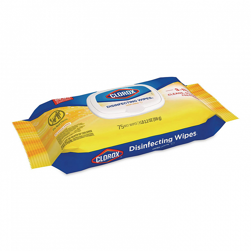 Disinfecting Cleaning Wipes, Flex Pack, 1-Ply, 8 x 7, Lemon Scent, White, 75 Towels/Box (31404EA)