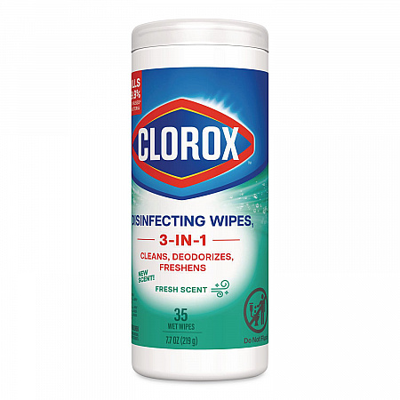 Disinfecting Wipes, Bleach Free Cleaning Wipes, 1-Ply, 7 x 8, Fresh Scent, White, 35/Canister (01593EA)