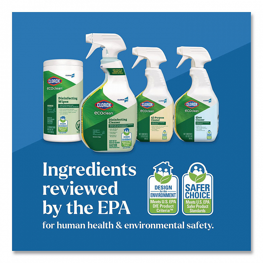 Clorox Pro EcoClean Disinfecting Cleaner, Unscented, 128 oz Refill Bottle, 4/Carton (60094CT)