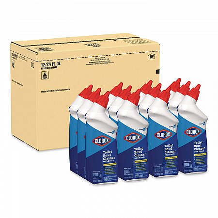 Clorox Pro Toilet Bowl Cleaner with Bleach, Fresh Scent, 24 oz Bottle, 12/Carton (00031CT)