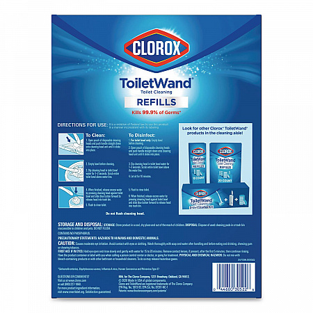 ToiletWand Toilet Cleaning Refills, Toilet Cleaning Scrubbing Pads, Blue/White, 20/Pack (31049)