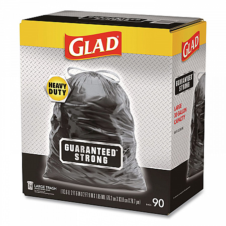 Guaranteed Strong Large Drawstring Trash Bags, Three-Ply, 30 gal, 1.05 mil, 30