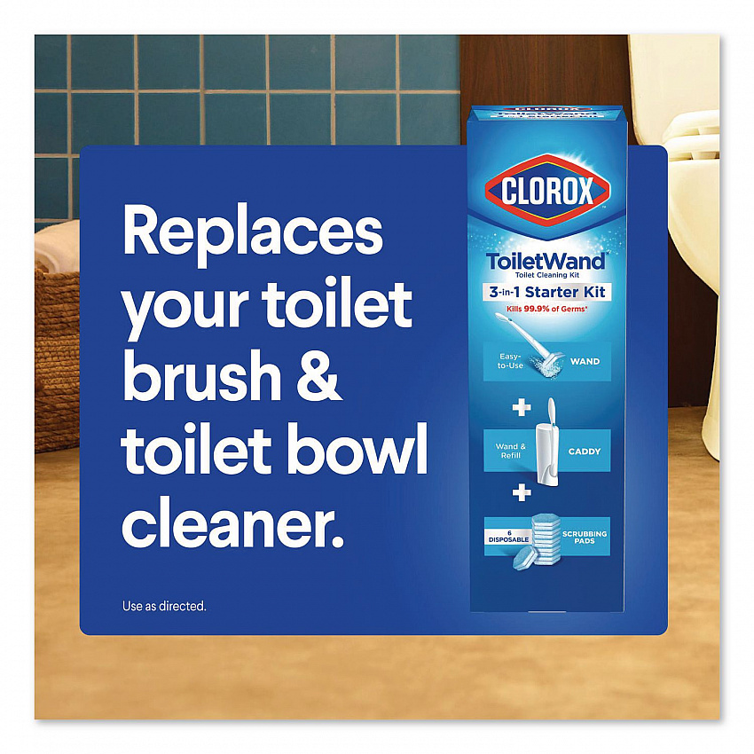 ToiletWand Toilet Cleaning Refills, Toilet Cleaning Scrubbing Pads, Blue/White, 20/Pack (31049)