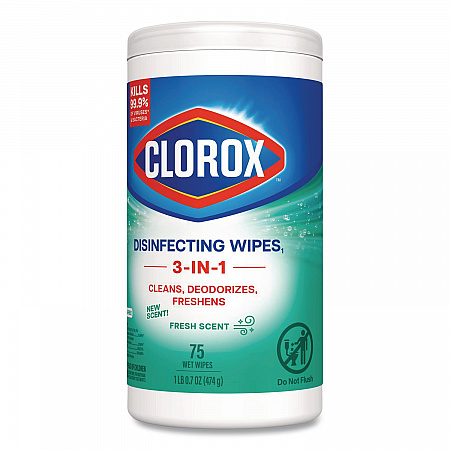 Disinfecting Wipes, Bleach Free Cleaning Wipes, 1-Ply, 7 x 8, Fresh Scent, White, 75/Canister, 6 Canisters/Carton (01656)
