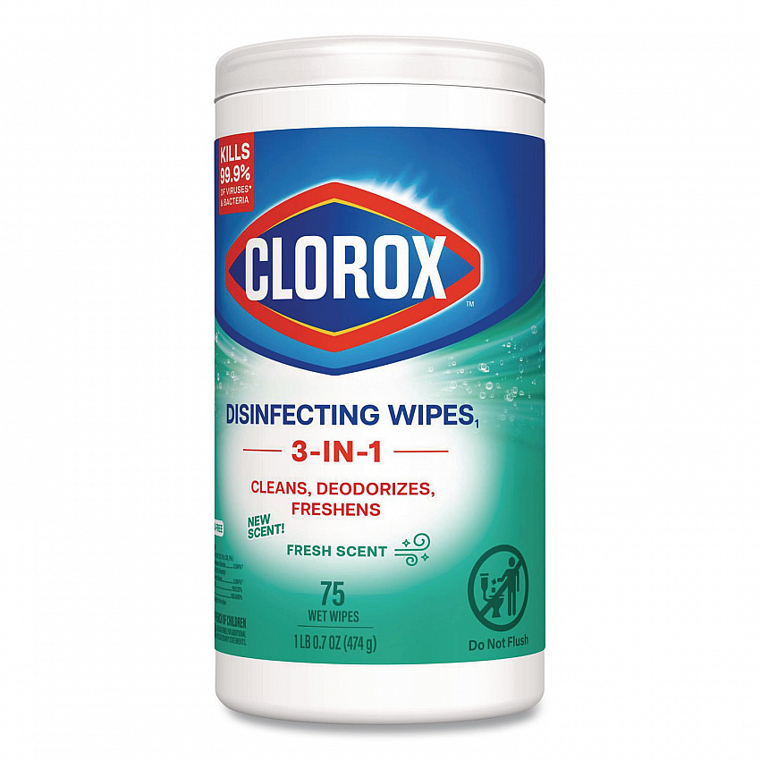 Disinfecting Wipes, Bleach Free Cleaning Wipes, 1-Ply, 7 x 8, Fresh Scent, White, 75/Canister, 6 Canisters/Carton (01656)