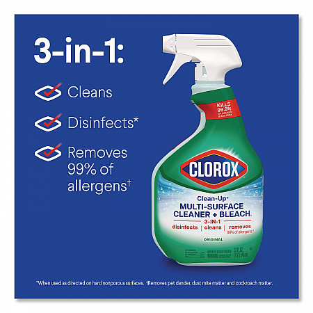 Clean-Up Multi-Surface Cleaner with Bleach, Original Scent, 32 oz Spray Bottle, 9/Carton (31221)