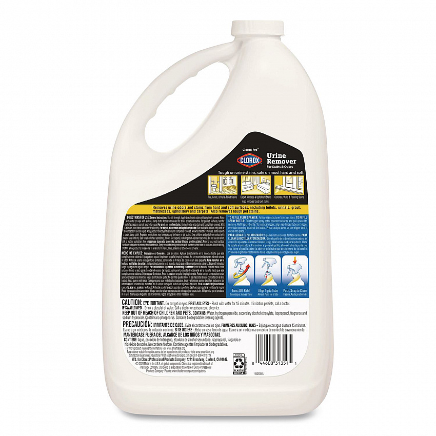 CloroxPro Urine Remover for Stains and Odors, Clean Floral Scent, 128 oz Refill Bottle, 4/Carton (31351CT)