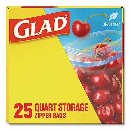 Zipper Food Storage Plastic Bags, Quart Size, 7.75 x 7, Clear, 25 Bags/Box, 12 Boxes/Carton (55052)