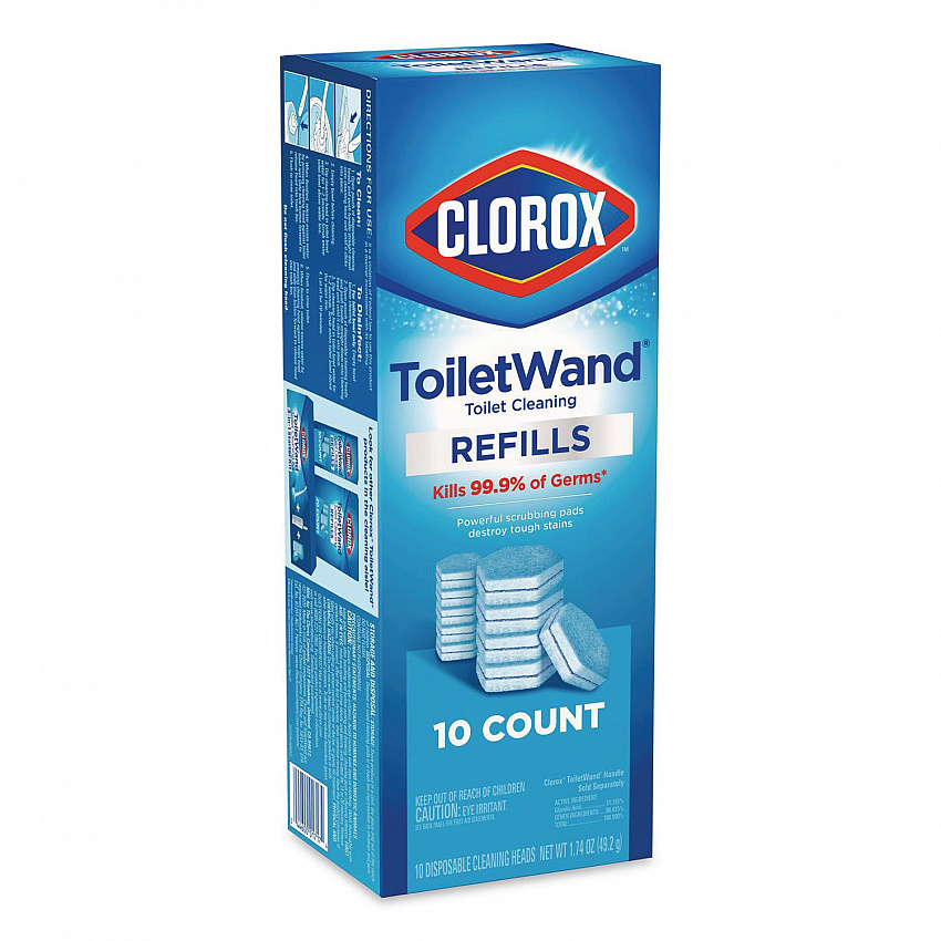 ToiletWand Toilet Cleaning Refills, Toilet Cleaning Scrubbing Pads, Blue/White, 10/Pack, 6 Packs/Carton (31620)