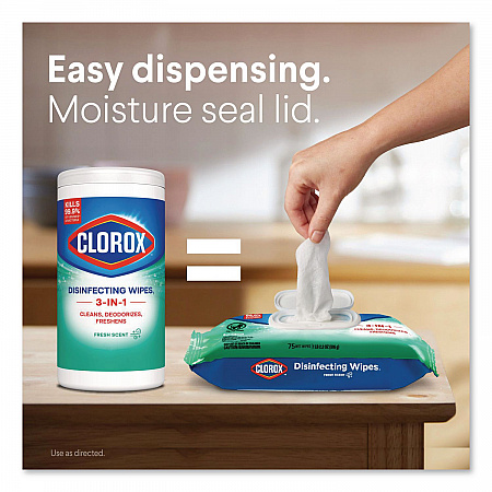 Disinfecting Cleaning Wipes, Flex Pack, 1-Ply, 8 x 7, Fresh Scent, White, 75 Towels/Box (31430EA)