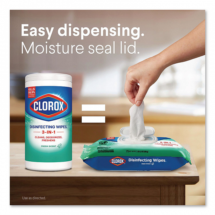 Disinfecting Cleaning Wipes, Flex Pack, 1-Ply, 8 x 7, Fresh Scent, White, 75 Towels/Box (31430EA)