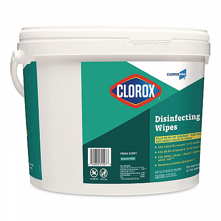 CloroxPro Disinfecting Wipes, 1-Ply, 7 x 8, Fresh Scent, White, 700/Bucket (31547)