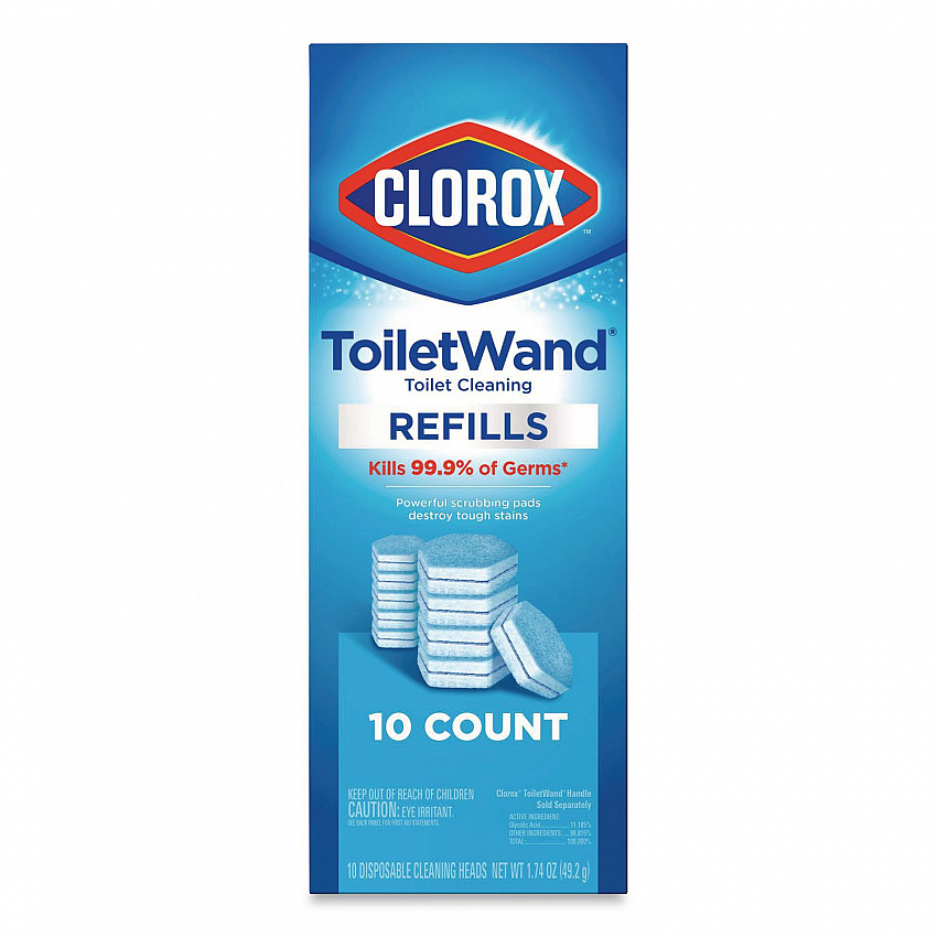 ToiletWand Toilet Cleaning Refills, Toilet Cleaning Scrubbing Pads, Blue/White, 10/Pack, 6 Packs/Carton (31620)