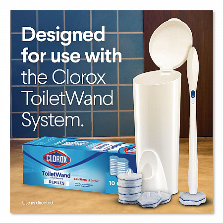 ToiletWand Toilet Cleaning Refills, Toilet Cleaning Scrubbing Pads, Blue/White, 10/Pack, 6 Packs/Carton (31620)