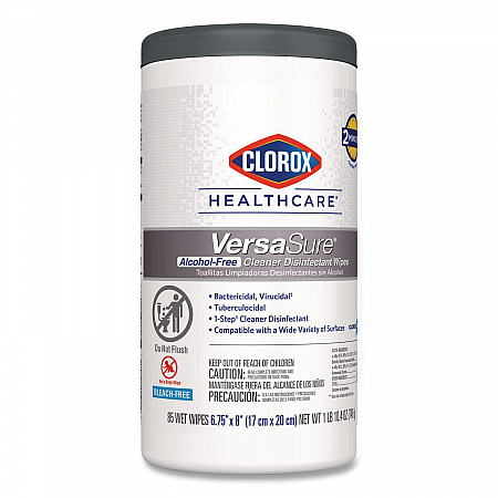 VersaSure Cleaner Disinfectant Wipes, 1-Ply, 6.75 x 8, Fragranced, White, 85/Canister, 6 Canisters/Carton (31757)