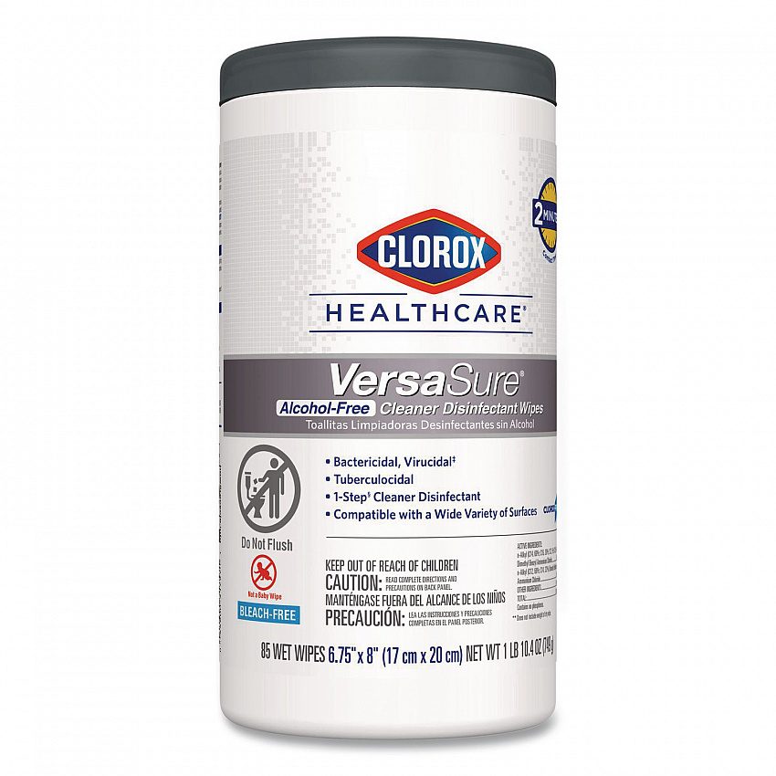 VersaSure Cleaner Disinfectant Wipes, 1-Ply, 6.75 x 8, Fragranced, White, 85/Canister, 6 Canisters/Carton (31757)
