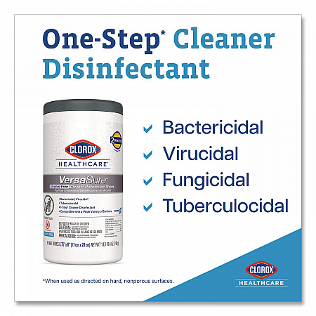 VersaSure Cleaner Disinfectant Wipes, 1-Ply, 6.75 x 8, Fragranced, White, 85/Canister, 6 Canisters/Carton (31757)