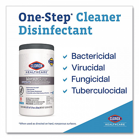 VersaSure Cleaner Disinfectant Wipes, 1-Ply, 6 x 5, Fragranced, White, 150/Canister, 6 Canisters/Carton (31758)