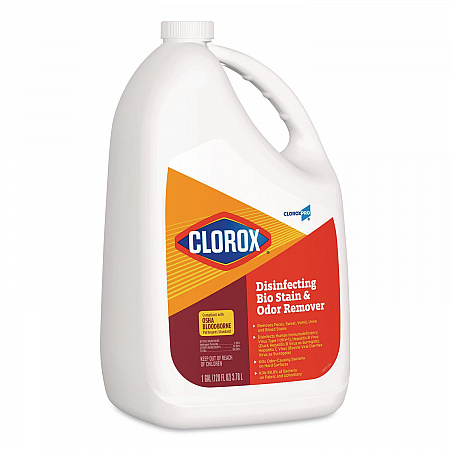 CloroxPro Disinfecting Bio Stain and Odor Remover, Fragranced, 128 oz Refill Bottle, 4/Carton (31910)