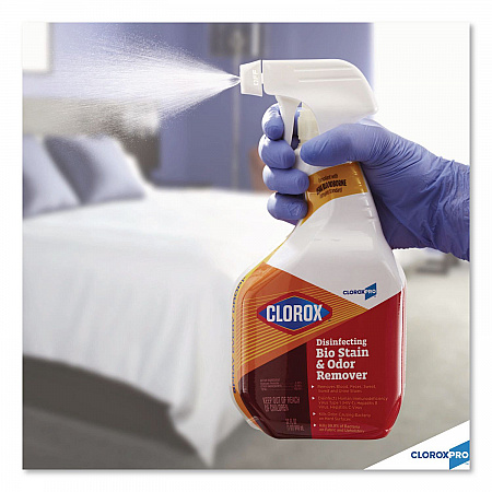 CloroxPro Disinfecting Bio Stain and Odor Remover, Fragranced, 128 oz Refill Bottle, 4/Carton (31910)