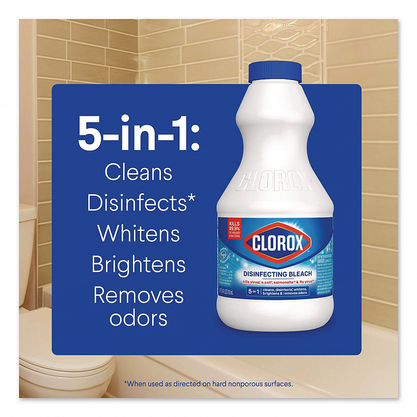 Concentrated Regular Disinfecting Bleach, Unscented, 24 oz Bottle, 12/Carton (32251)