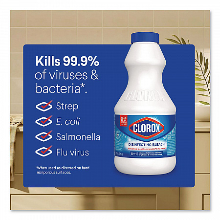 Concentrated Regular Disinfecting Bleach, Unscented, 24 oz Bottle, 12/Carton (32251)