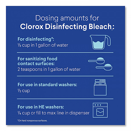 Concentrated Regular Disinfecting Bleach, Unscented, 43 oz Bottle, 6/Carton (32260)