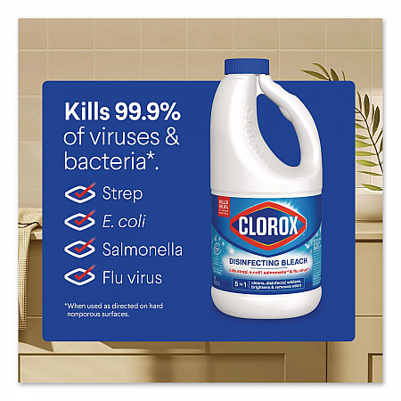 Concentrated Regular Disinfecting Bleach, Unscented, 43 oz Bottle, 6/Carton (32260)