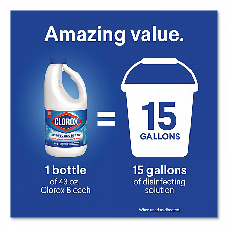 Concentrated Regular Disinfecting Bleach, Unscented, 43 oz Bottle, 6/Carton (32260)