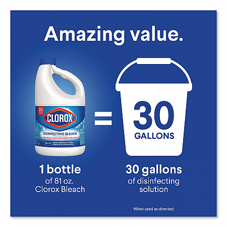 Concentrated Regular Disinfecting Bleach, Unscented, 81 oz Bottle, 6/Carton (32263)