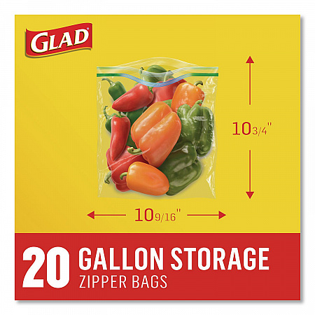 Zipper Food Storage Plastic Bags, Gallon Size, 10.75 x 10.19, Clear, 20 Bags/Box, 12 Boxes/Carton (55050)