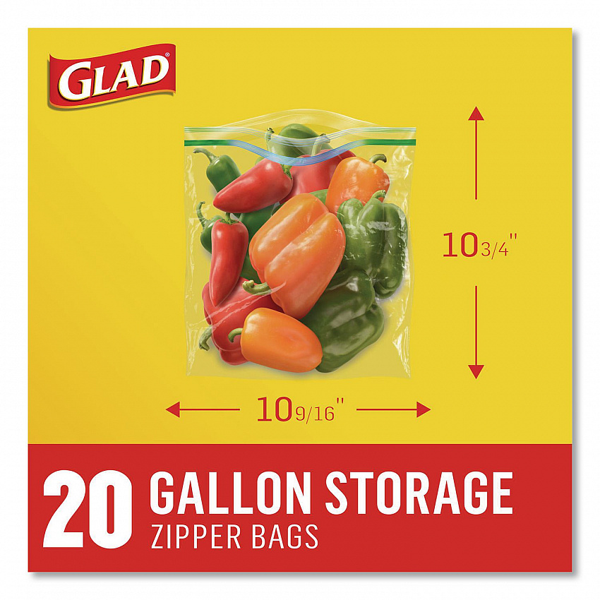 Zipper Food Storage Plastic Bags, Gallon Size, 10.75 x 10.19, Clear, 20 Bags/Box, 12 Boxes/Carton (55050)