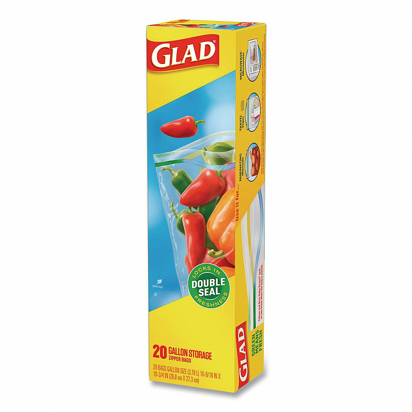 Zipper Food Storage Plastic Bags, Gallon Size, 10.75 x 10.19, Clear, 20 Bags/Box, 12 Boxes/Carton (55050)