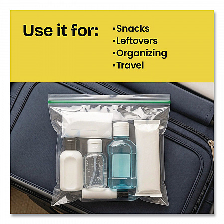 Zipper Food Storage Plastic Bags, Freezer Bags, Quart Size, 7.75 x 8.44, Clear, 20 Bags/Box, 12 Boxes/Carton (57035)