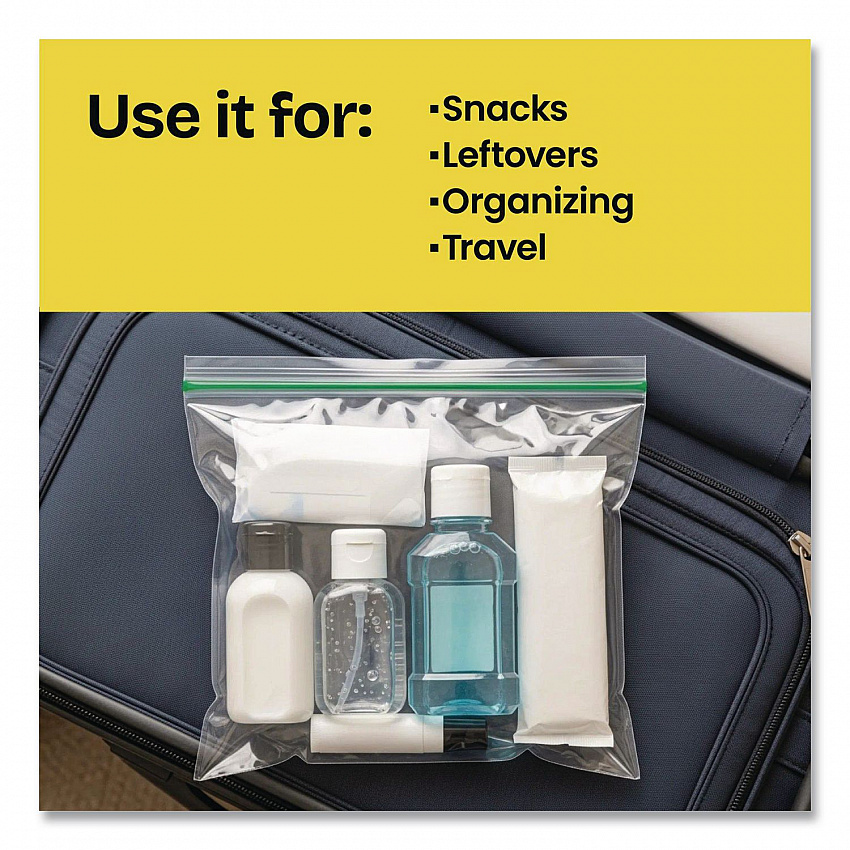 Zipper Food Storage Plastic Bags, Freezer Bags, Quart Size, 7.75 x 8.44, Clear, 20 Bags/Box, 12 Boxes/Carton (57035)