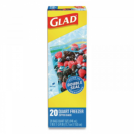 Zipper Food Storage Plastic Bags, Freezer Bags, Quart Size, 7.75 x 8.44, Clear, 20 Bags/Box, 12 Boxes/Carton (57035)