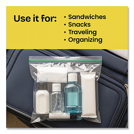 Zipper Food Storage Plastic Sandwich Bags, 6.63 x 5.88, Clear, 50 Bags/Box, 12 Boxes/Carton (57263)