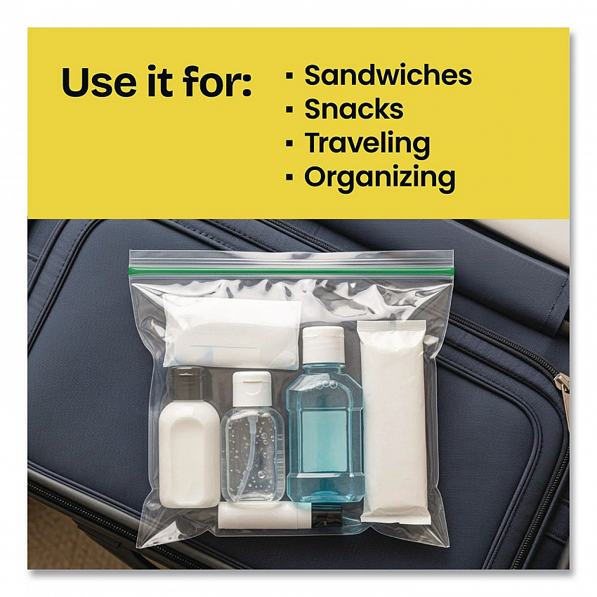 Zipper Food Storage Plastic Sandwich Bags, 6.63 x 5.88, Clear, 50 Bags/Box, 12 Boxes/Carton (57263)